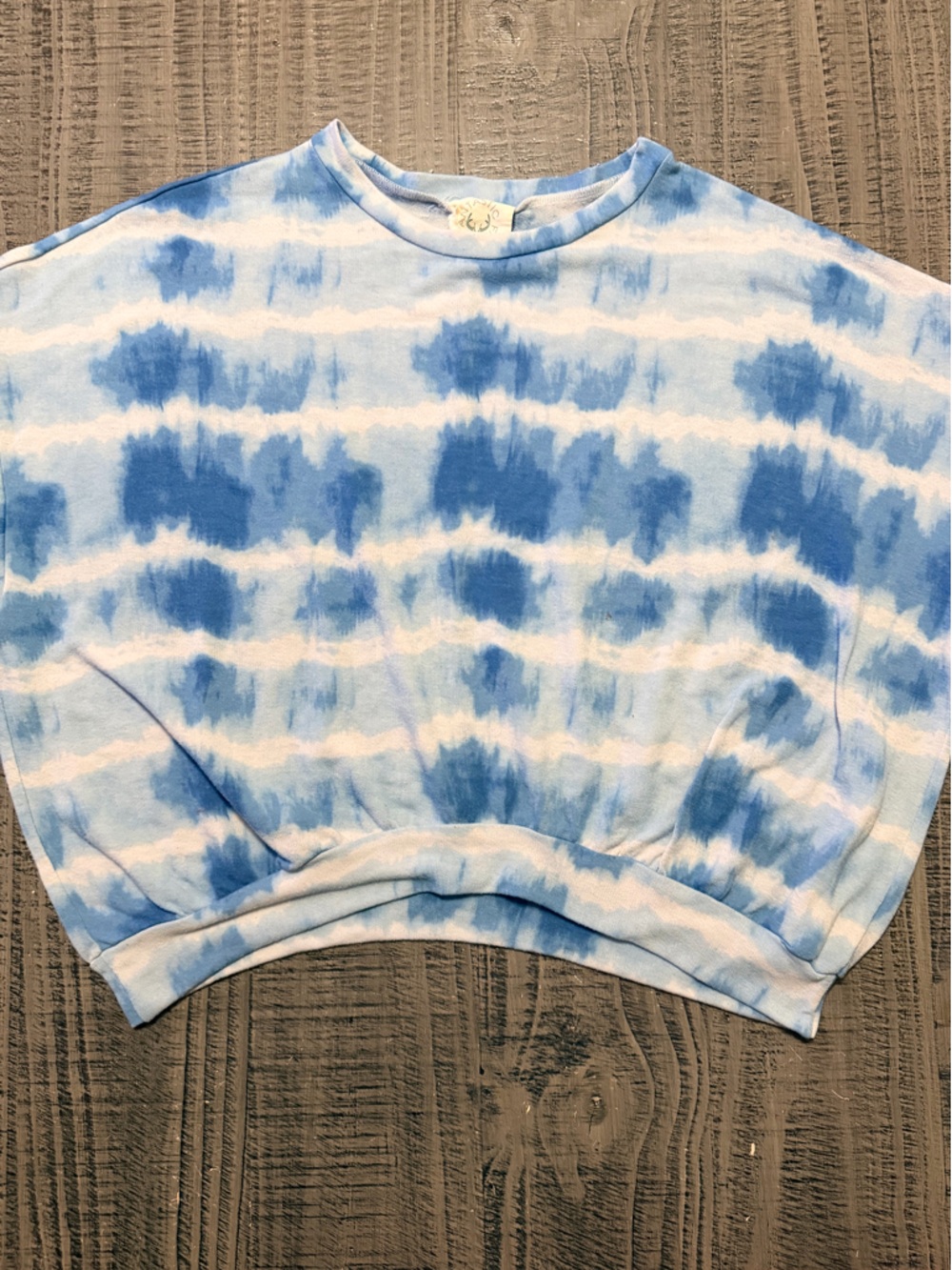 Fantastic Fawn Blue and White Tie-Dye Thin Sweatshirt Tee